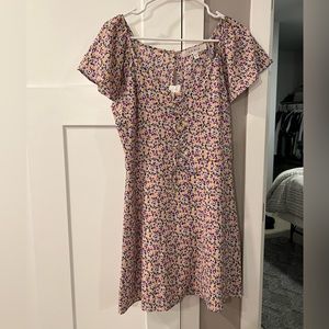 Lace Up Floral Dress